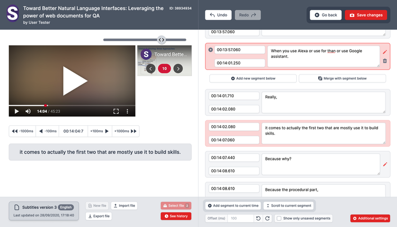 Úprava a tvorba titulků v přehledném editoru přímo v prohlížeči